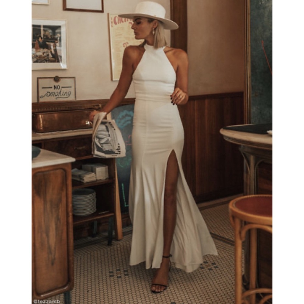 BHLDN Montreal Crepe Halter Dress Flaw